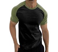 Hauts d'été à col rond pour homme - Manches raglan - Coupe ample - Coupe ample - Décontracté - Couleurs contrastées - Pour sortir - T-shirt de printemps tendance - T-shirt athlétique mignon pour homme