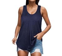 Hauts d'été pour femme, léger et aéré, style bohème, débardeur, sans manches, décontracté, débardeurs, basique, haut d'été tendance, couleur unie, extra long, haut pour aisselles, haut enveloppant