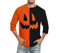 Hauts d'Halloween légers pour homme tendance printemps et automne décontracté à manches longues fermeture éclair couleur unie t-shirt à manches longues pour fête en plein air, mariage, festival, E
