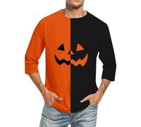 Hauts d'Halloween légers pour homme tendance printemps et automne décontracté à manches longues fermeture éclair couleur unie t-shirt à manches longues pour fête en plein air, mariage, festival, C, M