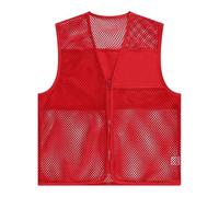 Hauts Grande Taille Pour Hommes Manches Longues Décontracté Adult Unisex Activity Vest Hollow Out Mesh Supermarket Vest Social Service Chemise De Fit Homme (Red, L)