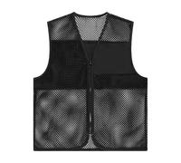 Hauts Grande Taille Pour Hommes Manches Longues Décontracté Adult Unisex Activity Vest Hollow Out Mesh Supermarket Vest Social Service Chemise De Fit Homme (Black, XXXL)