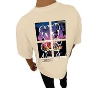 Hauts graphiques d'été pour hommes - T-shirt décontracté à manches courtes - Col rond - Manches courtes - Style western - Pour homme, beige, XL