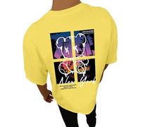 Hauts graphiques d'été pour hommes - T-shirt décontracté à manches courtes - Col rond - Manches courtes - Style western - Pour homme, jaune, L