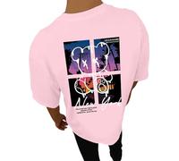 Hauts graphiques d'été pour hommes - T-shirt décontracté à manches courtes - Col rond - Manches courtes - Style western - Pour homme, rose, L