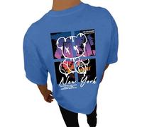 Hauts graphiques d'été pour hommes - T-shirt décontracté à manches courtes - Col rond - Manches courtes - Style western - Pour homme, bleu, S