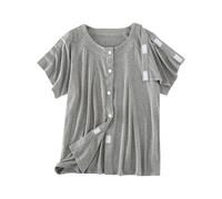 Hauts habillés et décontractés pour femmes, faciles à porter et à enlever, vêtements d'allaitement après fracture pour enlever le lit complet, robe d'été à manches courtes, t-shirt noir pour femme,