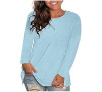 Hauts Polyvalente Femme Grande Taille Tee Shirt Manches Longues Femme T-Shirts Col Rond Couleur Unie Pull Femmes Lâche Respirant Tops D’entraînement Port Quotidien Doux et Confortables