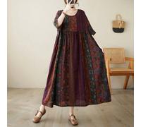 Hauts, Robes pour Femmes, Robe Grande Taille pour Femmes, Tenue de Tous les Jours Style Arabe, Robe à Imprimé Rayé, Robe d'Été Col Rond et Sans Manches Casual 1XL,2XL,3XLBlocs de couleur,Tribal,Tout I