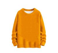 Hauts thermiques confortables en tricot pour femme - Sweat-shirt à col en U - Chemise à manches longues - Ample - Décontracté - Mode d'automne - Costume de fête - Cadeaux de Noël, Orange, M