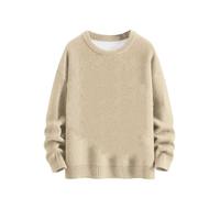 Hauts thermiques confortables en tricot pour femme - Sweat-shirt à col en U - Chemise à manches longues - Ample - Décontracté - Mode d'automne - Costume de fête - Cadeaux de Noël, beige, M