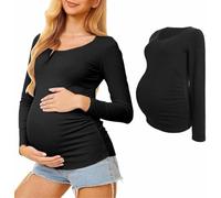 Hauts Thermiques Grossesse Femme En Coton Manche Longue T-Shirt Chaud Sous Vêtements Thermiques Décontracté Pyjama Grossesse Sweatshirt De Sport Chic Élégant,Léger Et Confortable C,2XL(70-80kg)