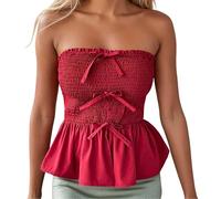Hauts tubulaires décontractés pour l'été avec ourlet froncé pour un usage quotidien, parfaitement combinables avec des pantalons et des jupes, design flatteur pour la saison printemps et été, tenue