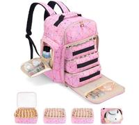 Hautton Grand Organisateur Transport de Vernis à Ongles, Sac Rangement Manucure et Lampe Sécheuse à Ongles Contenant 126 Flacons, Étui Voyage Onglerie Professionnel Robuste -Rose