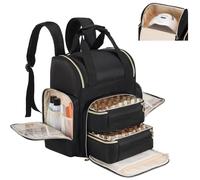 Hautton Mallette de Rangement pour Vernis, Grand Sac de Rangement pour 84 Flacons de Vernis à Ongles, Lampe et Accessoires, Valise Onglerie Professionnelle, Valise Portable pour Kit Manucure -Noir