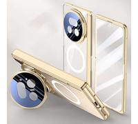 Hauw Coque pour Honor Magic V5,Coque de Téléphone Transparente Ultra-Fine Tout Compris avec Charnière Compatible avec Honor Magic V5,Or 1