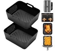 HAUXEL Accessoires Pour Friteuse À Air Pour Ninja Air Fryer Double Stack XL SL400EU 9,5 L, Moules En Silicone Sur Mesure Compatibles Avec Cosori Dual Zone 8,5 L,lot De 2 Réutilisables, Noir