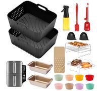 HAUXEL Accessoires Pour Friteuse À Air Pour Ninja Double Stack Xl, Air Fryer Accessoires Pour Cosori Dual Zone 8,5l, Moule En Silicone Sur Mesure Pour Ninja Sl400eu 9,5l Et COSORI 2 Compartiments