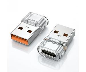 HAUXGOGO Lot de 2 adaptateurs USB 2.0 vers USB-C - Prend en charge le transfert de données et la fonction de charge - Pour smartphone, tablette, PC et plus encore - Ne prend pas en charge OTG