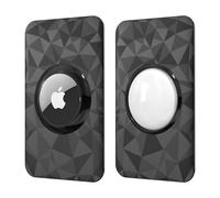 HAUXGOGO Lot de 2 étuis de protection pour AirTag ultra fins en polycarbonate rigide - Convient pour portefeuilles, sacs à main, sacs à dos, bagages, étuis de passeport - Noir