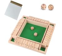 HAUZMLL Shut The Box Jeu de dés passionnant pour 2 à 4 joueurs, jeu de dés classique, jeu de voyage, jeu de mathématiques en bois, jeu de société traditionnel pub, jeu de société familial