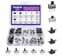 HavaCue 100 Pièces Mini Interrupteur Coulissant Kit (10 Types), 1P2T SPDT | 3 Broches 2 Positions Micro Interrupteur à Glissière, Mini Interrupteurs à Glissière pour Arduino, DIY Électronique Platine