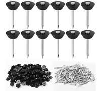 HavaCue 160 Pièces Boutons de Montage avec Clou, 3x30 mm Clous à Picots, Clous D'étanchéité pour Membrane Alvéolée, Clous en Aluminium Alvéolés pour Membrane Fondation, Lits Surélevés, Pots de Fleurs