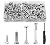 HavaCue 78 Sets M4 Vis d'assemblage, Vis de Connexion Acier Nickelé en Tournevis Set (78x Viss de Raccordement pour Meubles, 78 x Viss à Manchon),Vissé Poignée de Porte pour Armoires, Planches en Bois