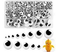 HavaCue Lot de 40 Yeux Autocollants,4-20mm Yeux Mobiles Autocollants,Circulaire Noir et Blanc Googly Eyes,Plastique Yeux à Coller pour DIY Scrapbooking Jouets Accessoires