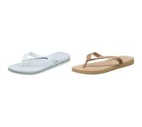 Havaianas Brasil Logo Mixte, Blanc, 37/38 Top Tiras, Tongs Femme, Or/Rose, 37/38 EU