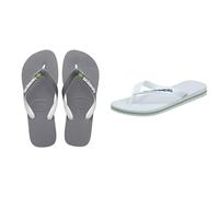 Havaianas Brasil Logo Mixte, Blanc, 39/40 Brasil Mix Unisex Tongs, Gris/Blanc/Blanc, 39/40 EU