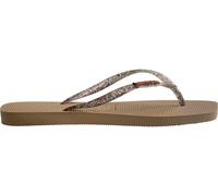 Havaianas Hav. Square Logo Metallic Rose Gold Flip Flops Womens Beige 8 Female