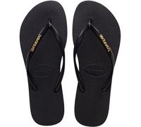 Havaianas Havaianas Black Slim Logo Metallic Flip Flops