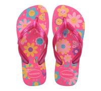 Havaianas - Kids Flores, Comfortable, Durable, and Fun Flip-Flops, Floral-Print Sole, Metallic Straps, and Non-Slip Sole, Girls