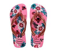 Havaianas - Kids Flores, Comfortable, Durable, and Fun Flip-Flops, Floral-Print Sole, Metallic Straps, and Non-Slip Sole, Girls