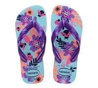 Havaianas - Kids Flores, Comfortable, Durable, and Fun Flip-Flops, Floral-Print Sole, Metallic Straps, and Non-Slip Sole, Girls