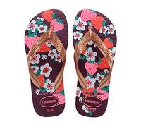 Havaianas - Kids Flores, Comfortable, Durable, and Fun Flip-Flops, Floral-Print Sole, Metallic Straps, and Non-Slip Sole, Girls