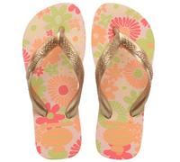 Havaianas - Kids Flores, Tongs, Confortables, Durables et Amusantes, Semelle avec Motif Floral, Lanières Métallisées et Semelle Antidérapante, Filles