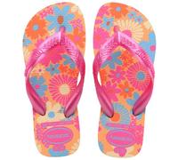 Havaianas - Kids Flores, Tongs, Confortables, Durables et Amusantes, Semelle avec Motif Floral, Lanières Métallisées et Semelle Antidérapante, Filles