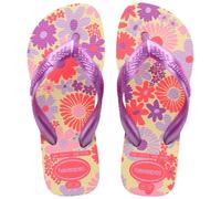 Havaianas - Kids Flores, Tongs, Confortables, Durables et Amusantes, Semelle avec Motif Floral, Lanières Métallisées et Semelle Antidérapante, Filles Buttercream 27/28 EU