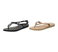Havaianas Luna Femme, Noir, 41/42 Top Tiras, Tongs Femme, Or/Rose, 41/42