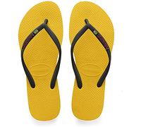 Havaianas - Slim Brasil Logo, Tongs Confortables, Durables et Légères, Hommage au Brésil, Drapeau sur Lanières, Femme