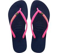 Havaianas - Slim Brasil Logo, Tongs Confortables, Durables et Légères, Hommage au Brésil, Drapeau sur Lanières, Femme