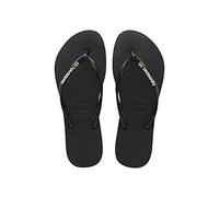 Havaianas - Slim Brasil Logo, Tongs Confortables, Durables et Légères, Hommage au Brésil, Drapeau sur Lanières, Femme , Noir , 39 / 40 EU