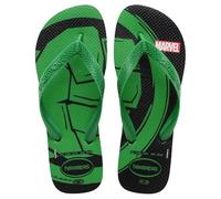 Havaianas Top Marvel Logomania (Mini Me) Tongues, Black/Patria Green, 29 EU