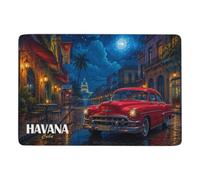 Havana, Cuba Classic Car at Night Tapis 150 x 100 cm, Doux et Antidérapant | Tapis de chambre antidérapant avec poils courts, pour petits espaces intérieurs