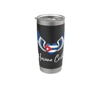 Havanna Cuba Cœur avec ailes d'ange aux couleurs du drapeau cubain Gobelet isotherme en acier inoxydable double paroi
