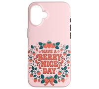 Have A Berry Nice Day Retro Cute Strawberry Groovy Aesthetic Coque pour iPhone 16