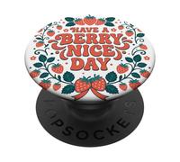 Have A Berry Nice Day Retro Cute Strawberry Groovy Aesthetic PopSockets PopGrip Adhésif