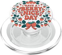 Have A Berry Nice Day Retro Cute Strawberry Groovy Aesthetic PopSockets PopGrip pour MagSafe